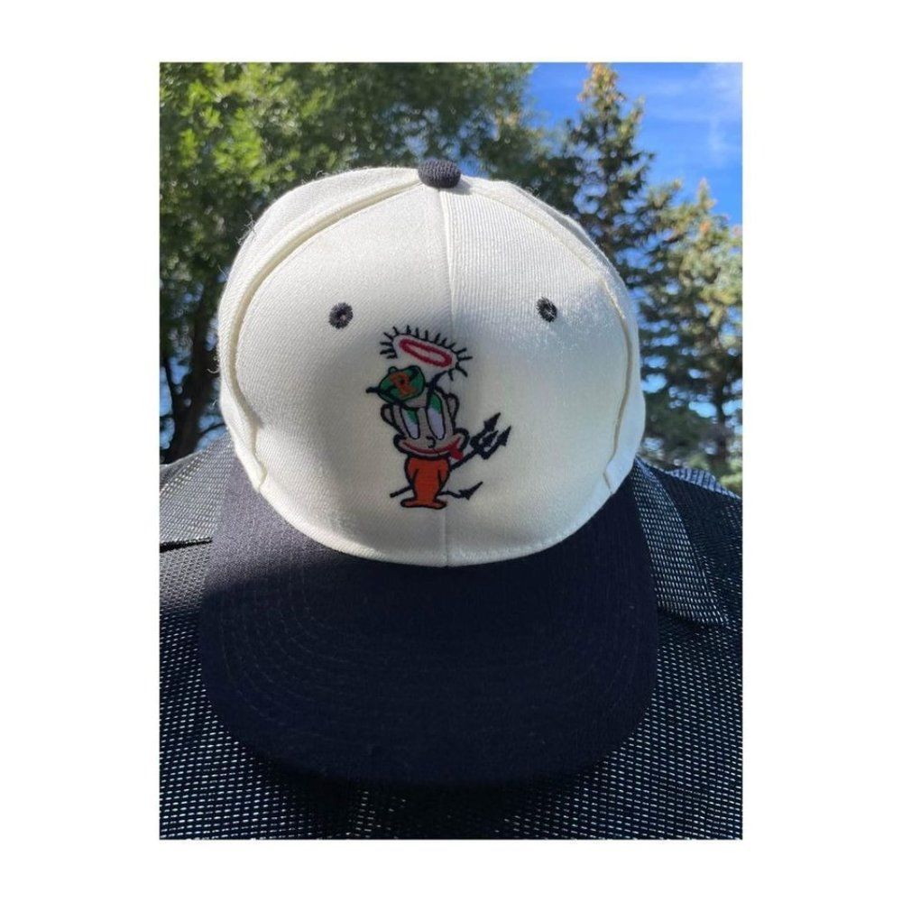 Mega Cap Wool Blend SnapBack Cap White Black Embroidered Little Devil